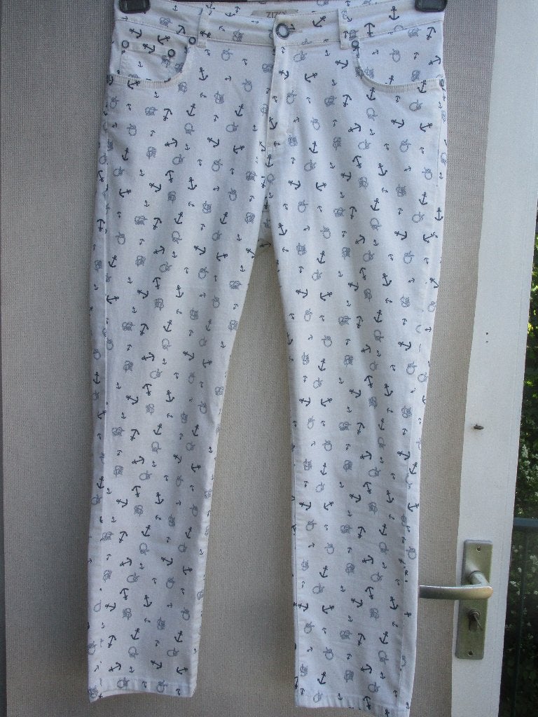 Zomerbroek/broek ZIZI mt 40 ankertjes/touw, Verzenden, Wit, Zo goed als nieuw, Lang
