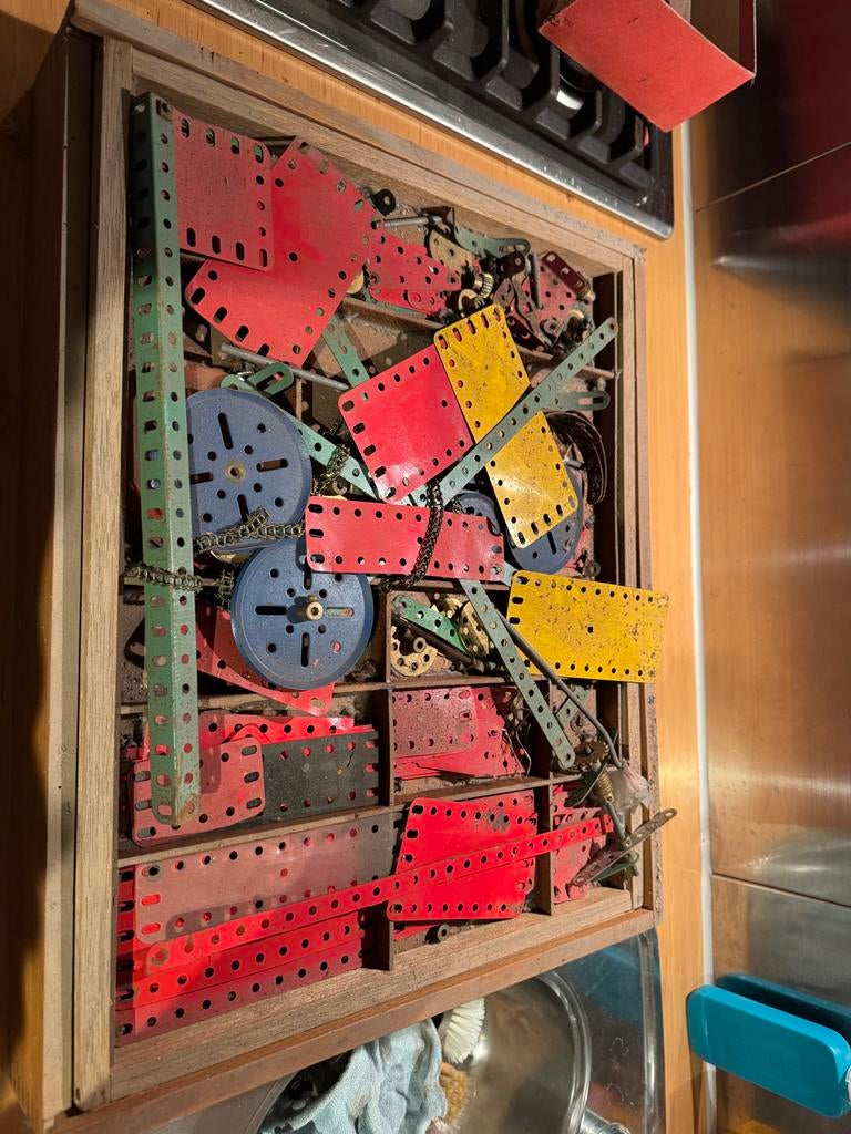 Vintage Meccano Bouwdoos met Diverse Onderdelen, Ophalen, Gebruikt