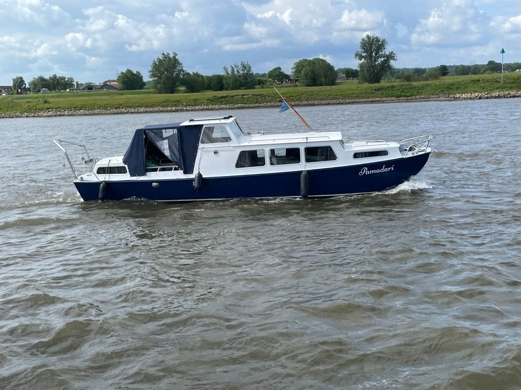 motorboot, platbodem, kajuitboot 10 x 3 meter, Watersport en Boten, 10 m, 70 cm, Gebruikt, Diesel