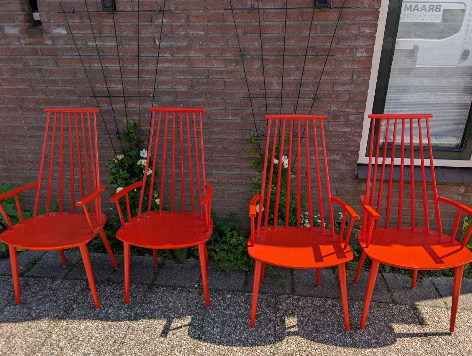 4 Rode Originele Hay J110 Stoelen, Ophalen, Gebruikt, Rood