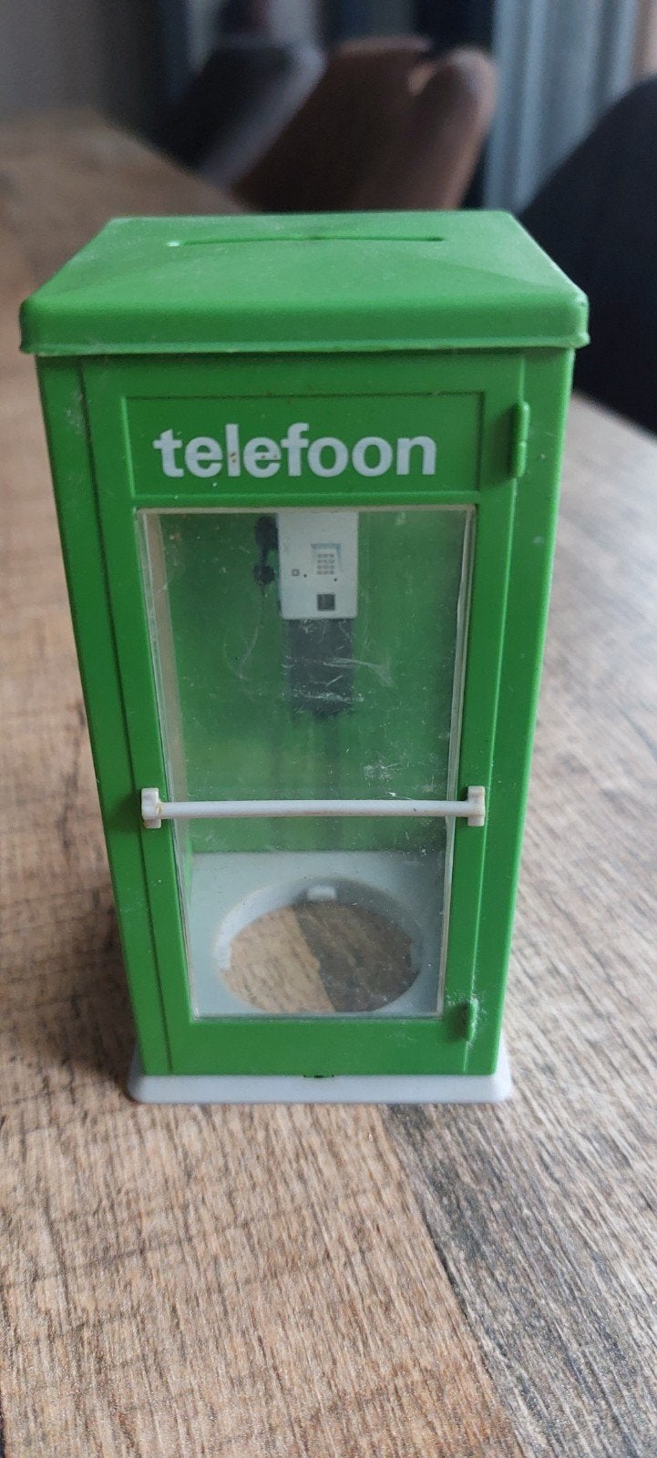 Vintage Telefooncel Spaarpot - Groen, Ophalen of Verzenden, Gebruikt