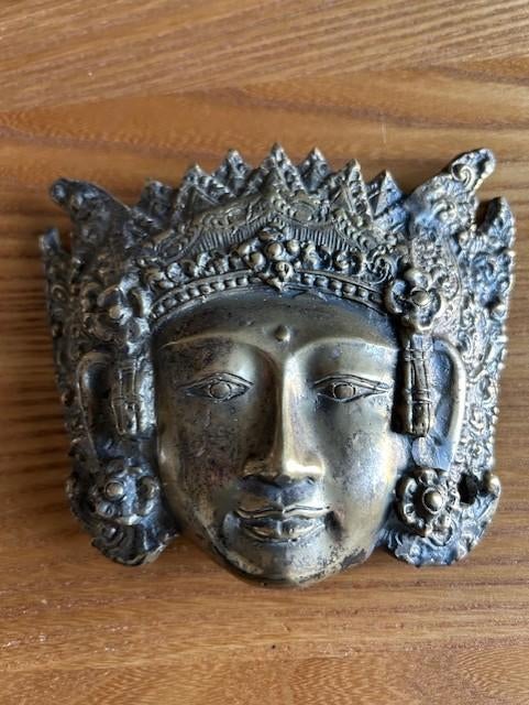 Antiek Boeddhistisch Masker in brons, Antiek en Kunst, Ophalen of Verzenden, Brons