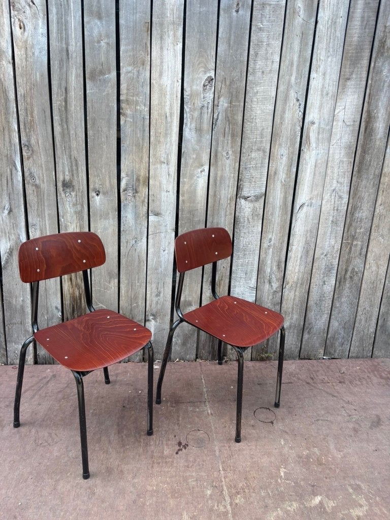 Pagholz – vintage industriële schoolstoelen(50 op voorraad), Ophalen of Verzenden, Gebruikt, Meubilair