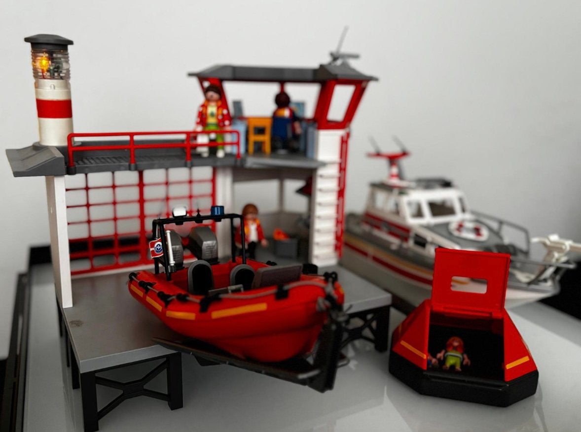 Playmobile Kustwacht + Reddingsboot+ Blue Marlin jacht, Ophalen, Complete set, Zo goed als nieuw, Boot/Schip