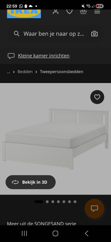 IKEA SONGESAND Tweepersoonsbed - Wit, Ophalen, Wit, Tweepersoons, 140 cm