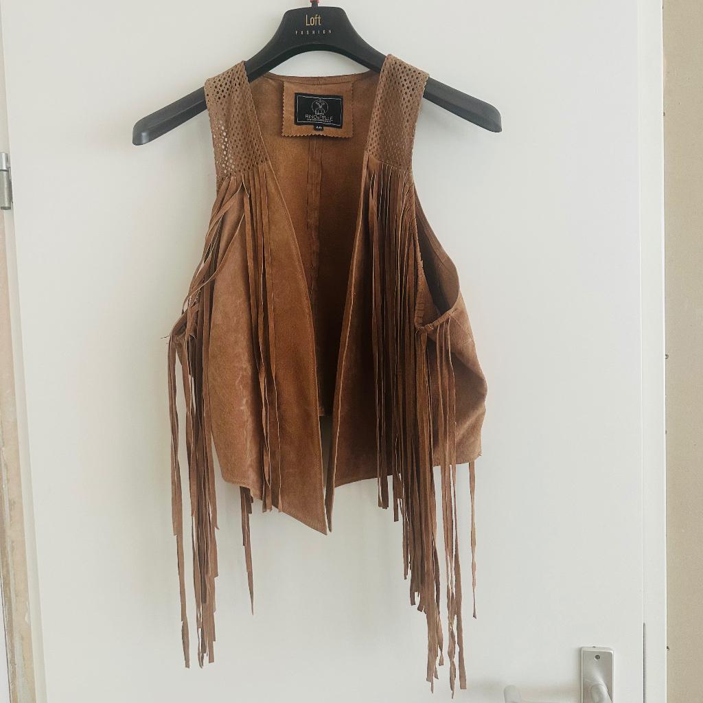 Echt leren suede gilet Ibiza style, Verzenden, Zo goed als nieuw, Maat 46/48 (XL) of groter, Bruin