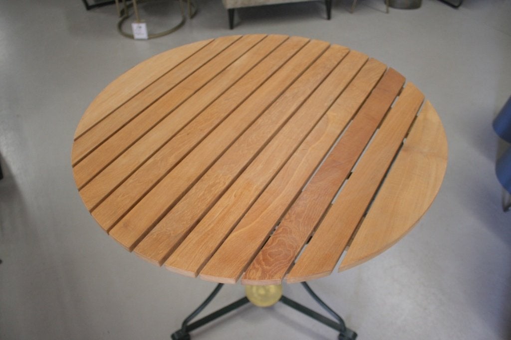 3 x sierlijke ronde tuintafel terrastafel metaal & teakhout, Tuin en Terras, Ophalen, Nieuw, Rond, Teakhout