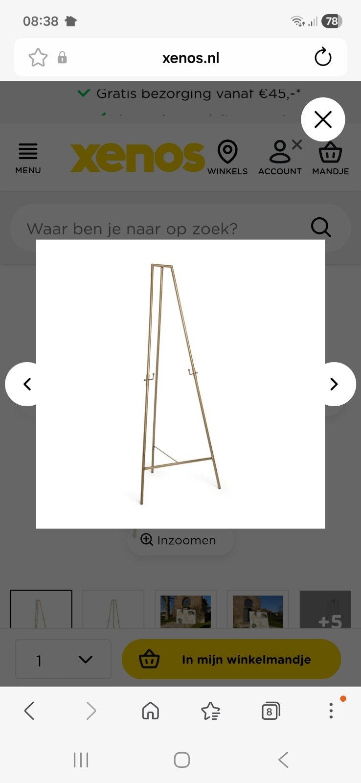 Nieuw schildersezel/display standaard - goudkleurig, Ophalen, Nieuw, Goud, Metaal