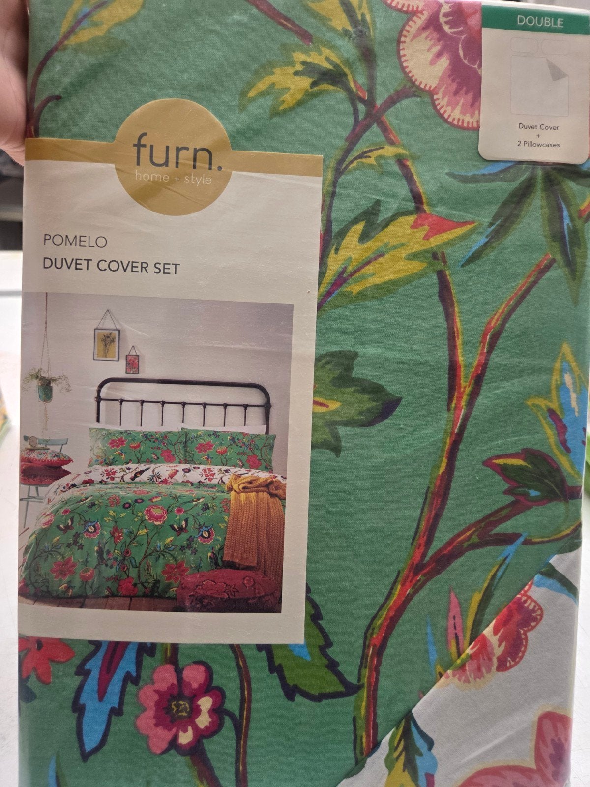 Furn. Pomelo Dekbedovertrekset - Dubbel - Groen, Ophalen of Verzenden