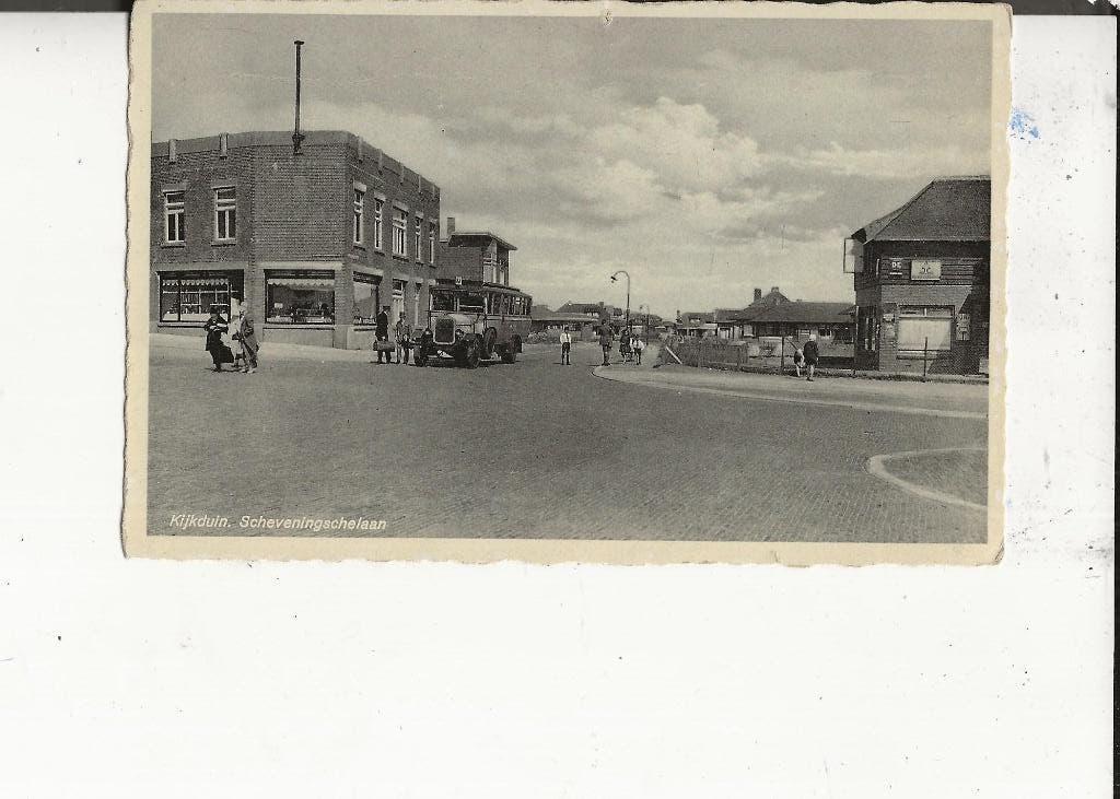 Kijkduin Scheveningschelaan met bus Lijn M v/h A Klitzsch, Ophalen of Verzenden, 1940 tot 1960, Ongelopen, Zuid-Holland