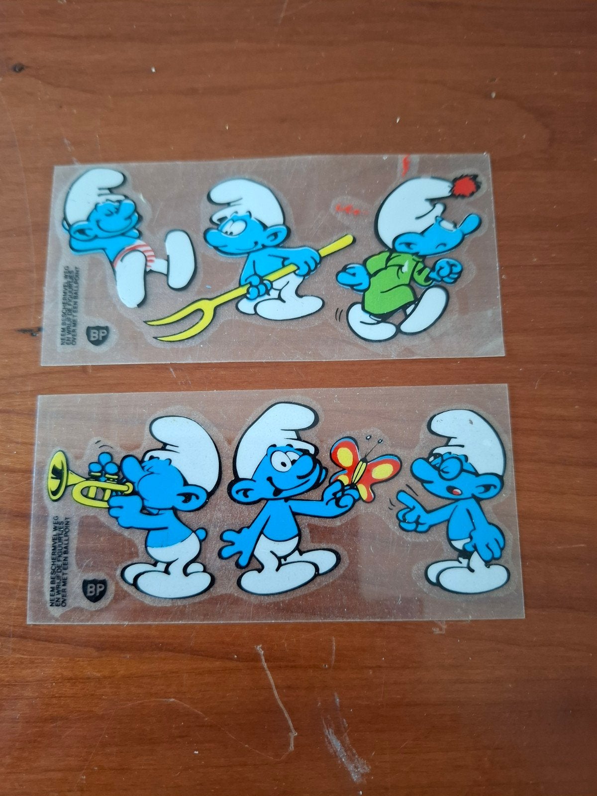 Vintage Smurfen stickers - BP spaaractie, Ophalen of Verzenden, Nieuw, Verschillende Smurfen, Overige typen