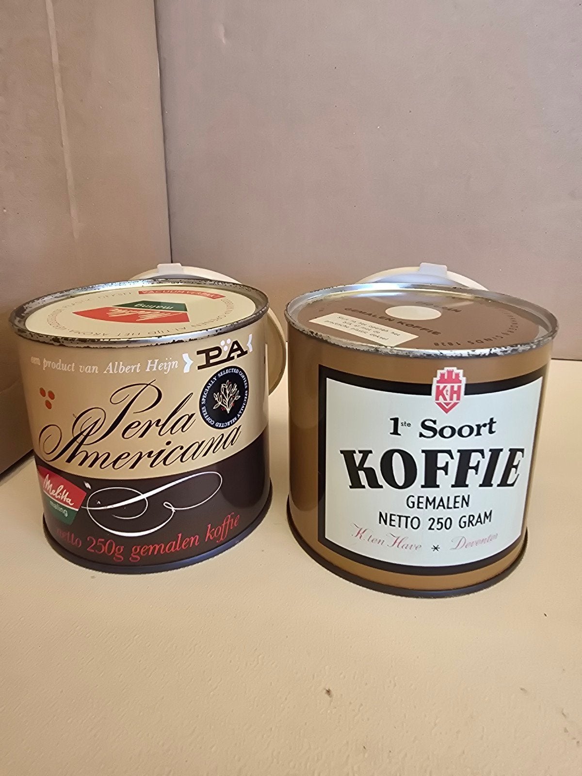 Vintage Koffieblikken: Perla Americana & 1ste Soort Koffie, Verzamelen, Ophalen of Verzenden, Gebruikt