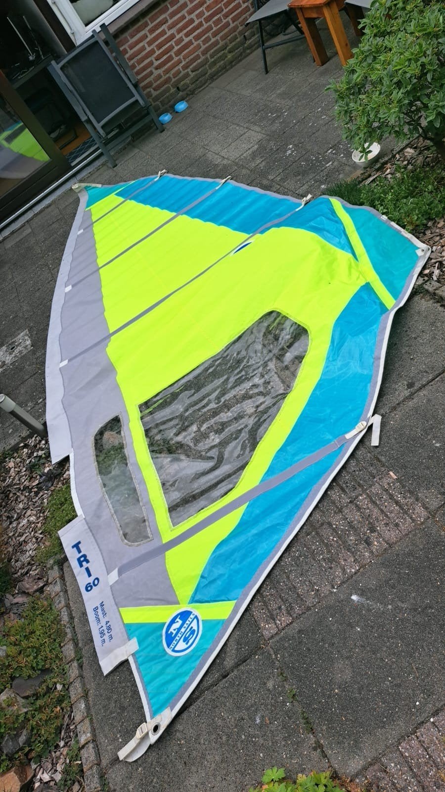 North Sails TRI-60 Windsurfzeil - 4.80m mast, 1.95m giek, Watersport en Boten, Ophalen, Gebruikt, 5 tot 6.5 m², North Sails