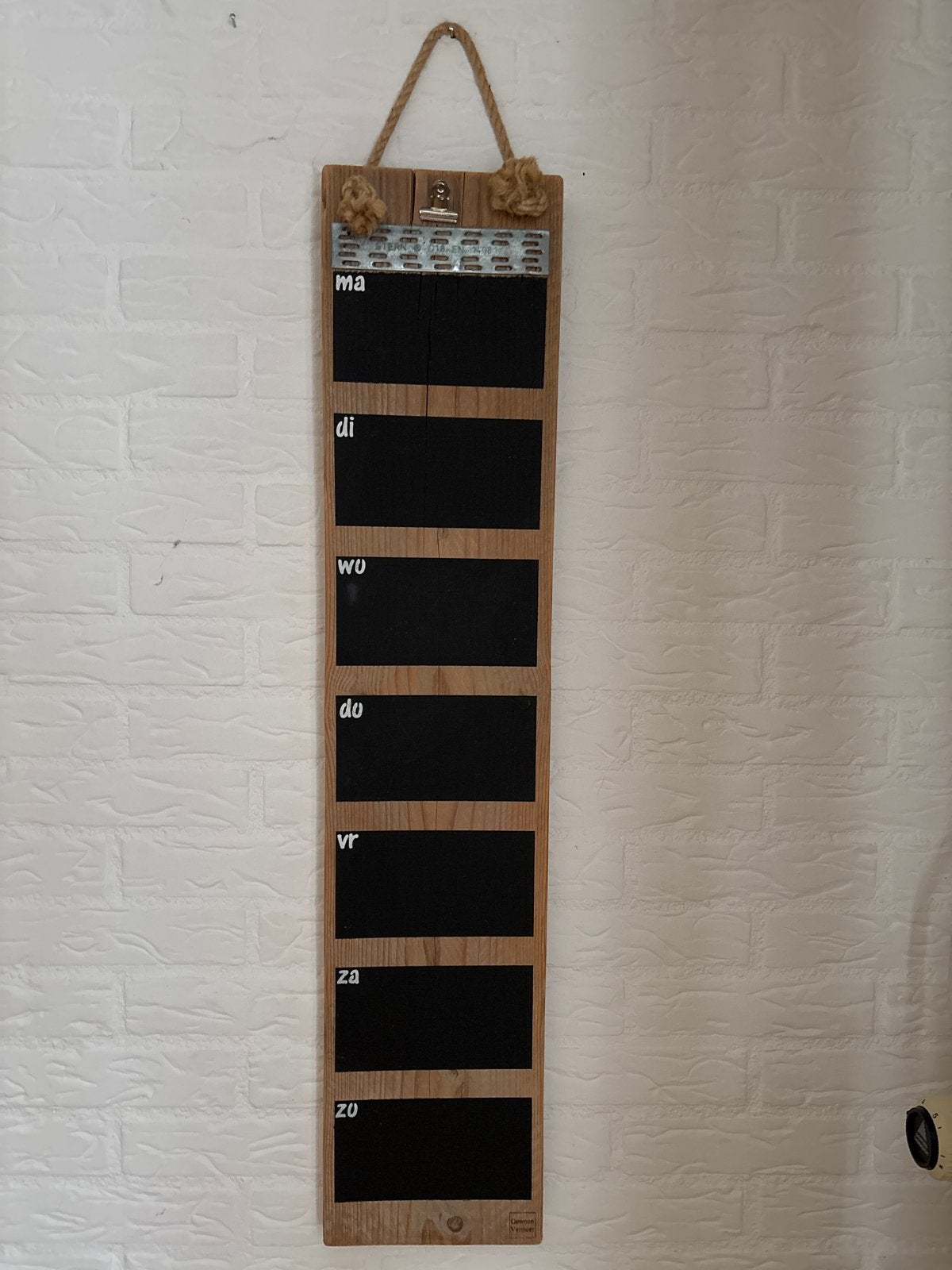 Houten weekplanner/memobord met krijtbordvakken, Ophalen, Hout, Gebruikt, Landelijk