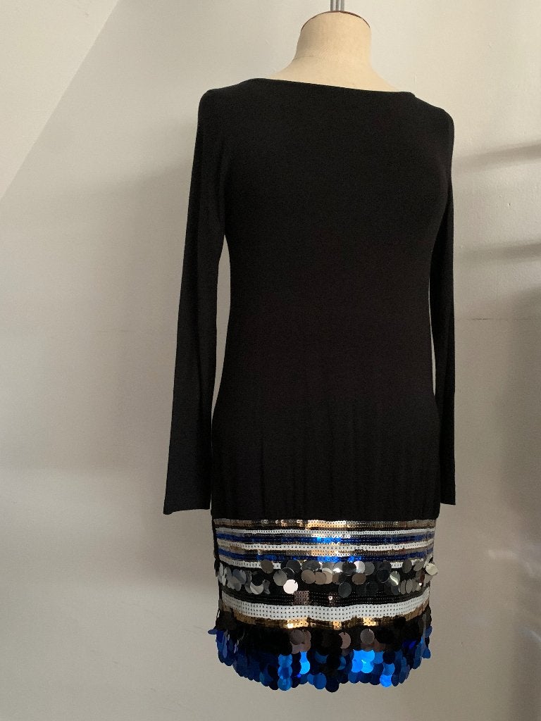 Onbekend jurk zwart pailletten blauw zilver goud wit S/36, Verzenden, Zwart, Maat 36 (S), Boven de knie