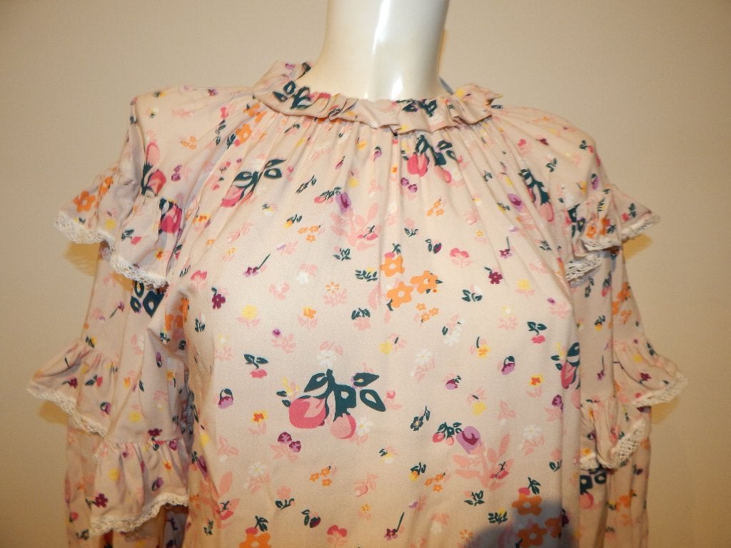 Hofmann copenhage schattige vintage blouse roesel bloemen M, Maat 38/40 (M), Meerkleurig, Ophalen of Verzenden, Zo goed als nieuw