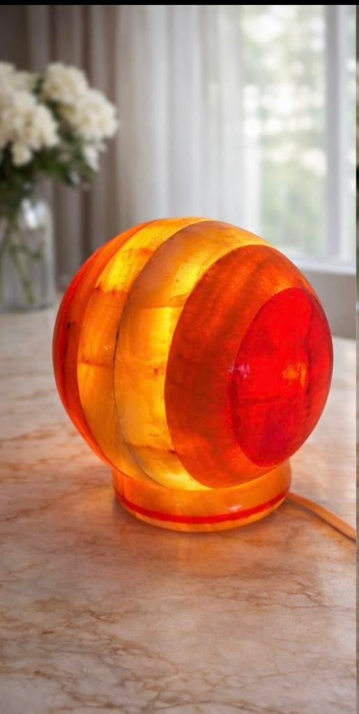 Grote Onyx Bol Lamp 46 cm – Vintage Marmeren Globe, Antiek en Kunst, Ophalen of Verzenden
