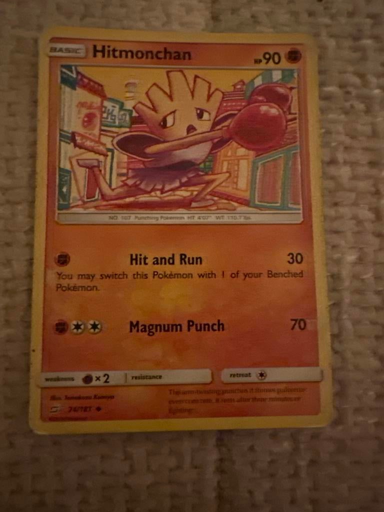 Hitmonchan Pokémon kaart - Basic HP90, Ophalen of Verzenden, Gebruikt, Losse kaart