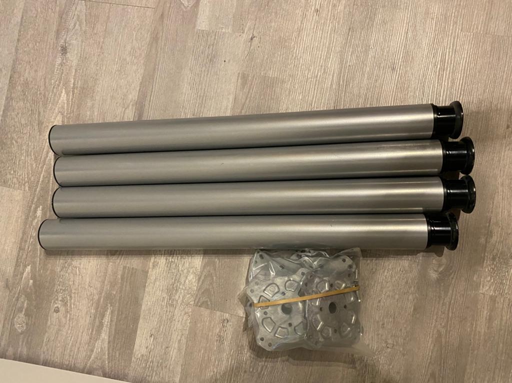 Bureau poten rvs, Ophalen, Zo goed als nieuw, Rechthoekig, 50 tot 100 cm