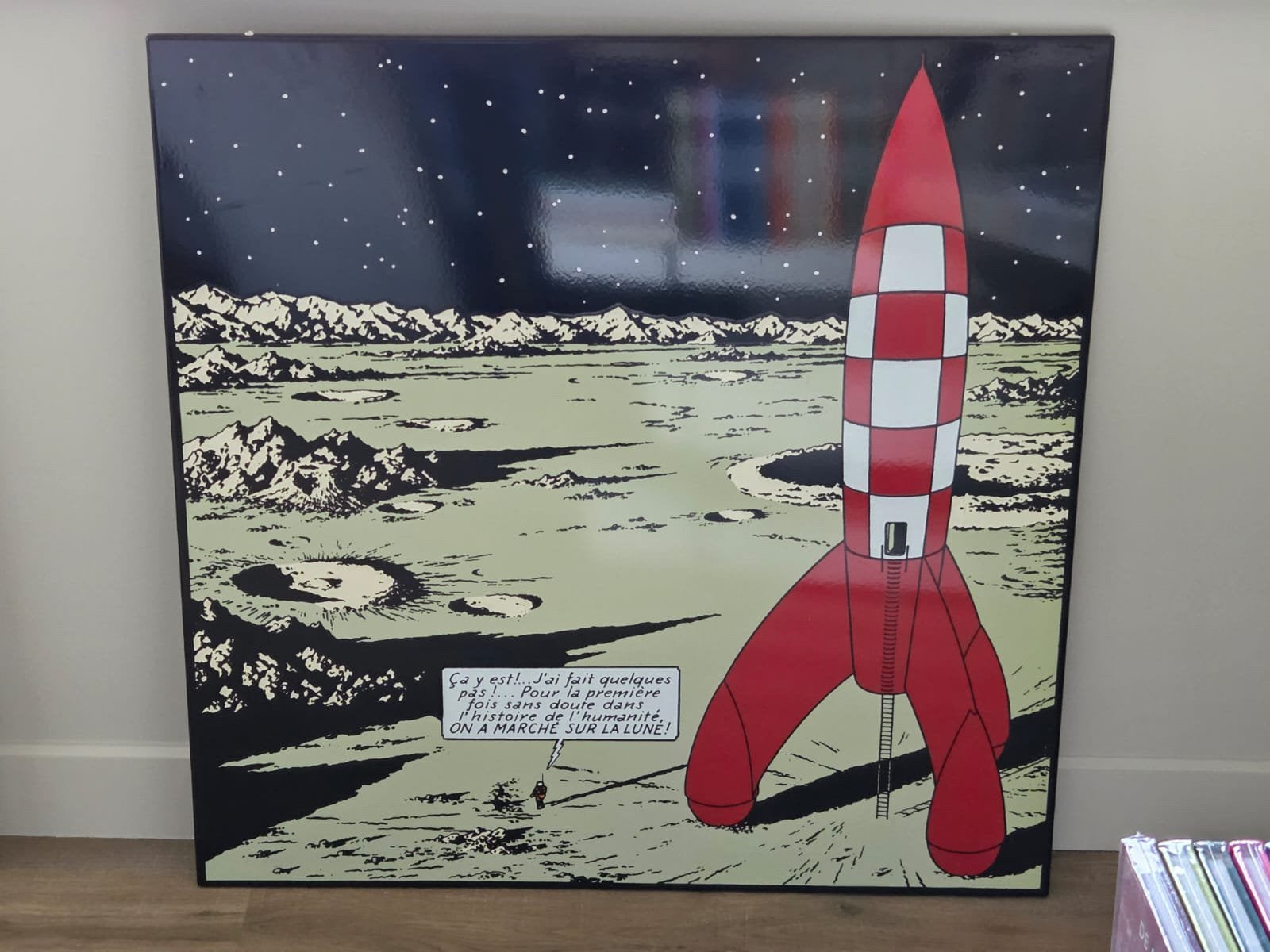 Kuifje/Tintin Emaille Plaat Maan 100x100cm, Ophalen of Verzenden