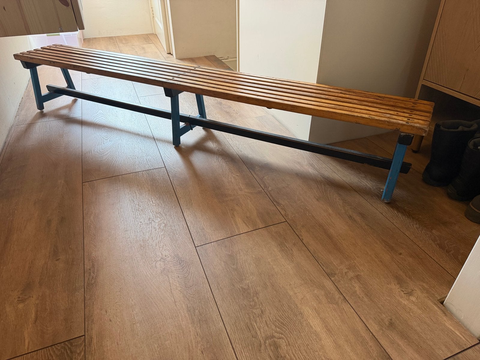 Vintage Schoolbank / Gymbank - 200x26x30 cm, Ophalen of Verzenden