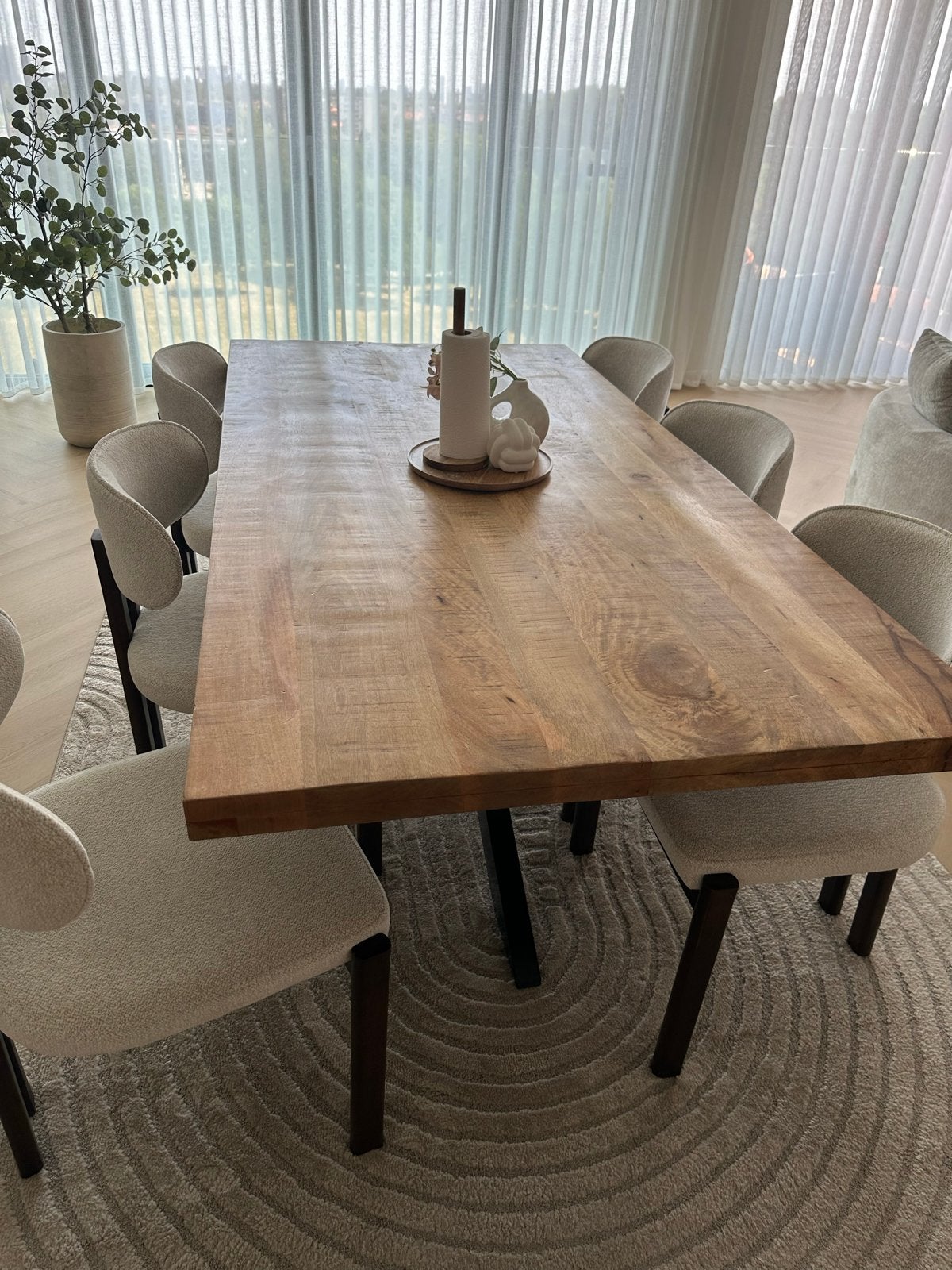 Mango houten eettafel (100x200) met spinnenpoot en stoelen, Huis en Inrichting, Tafels | Eettafels, Ophalen, 100 tot 150 cm, Zo goed als nieuw
