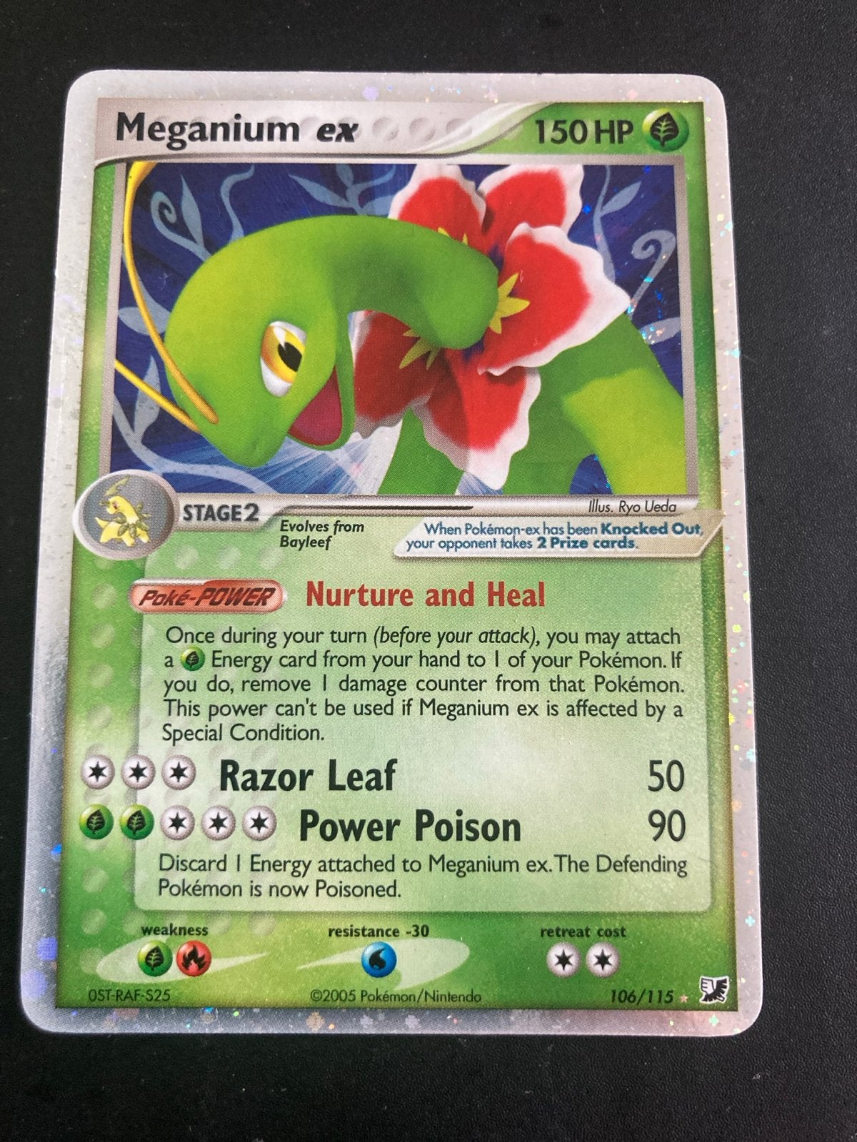 Meganium ex Pokémon kaart 106/115 - Holo, Ophalen of Verzenden, Gebruikt, Losse kaart, Foil