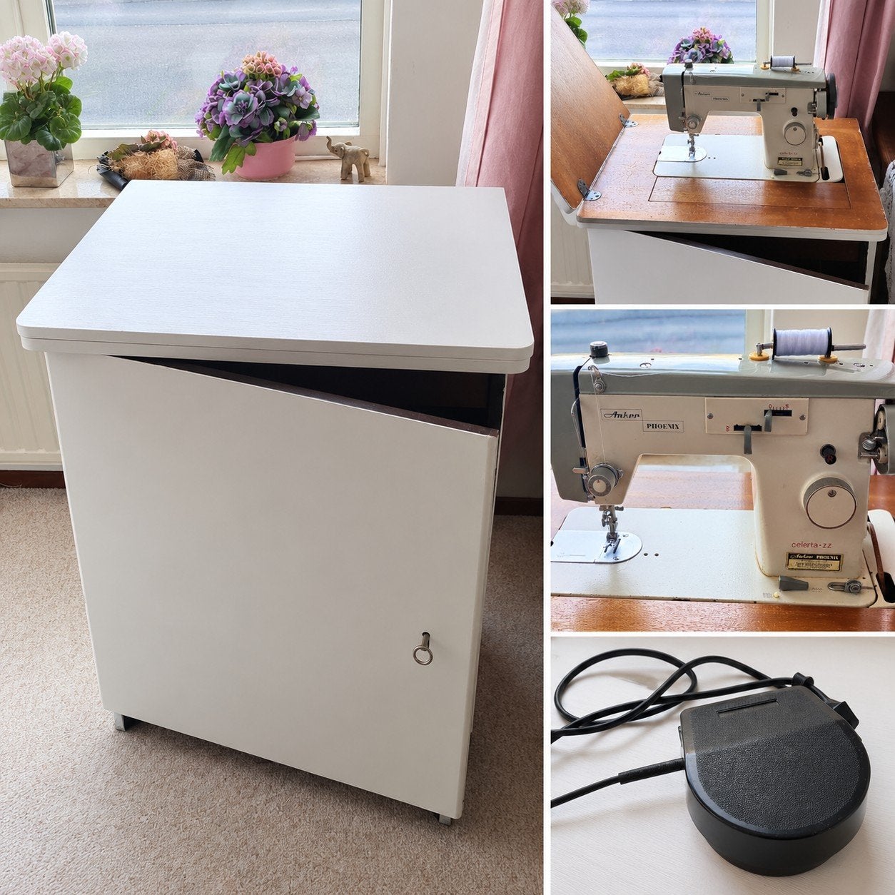 Vintage Anker Phoenix naaimachine met originele naaikast, Antiek en Kunst, Ophalen