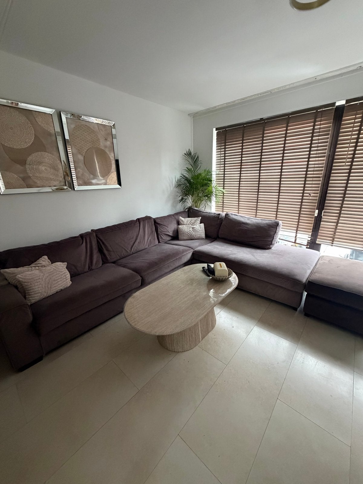 Comfortabele Loungebank - Hoekbank in Bruin Stof, Huis en Inrichting, Banken | Bankstellen, Gebruikt, Hoekbank, 300 cm of meer