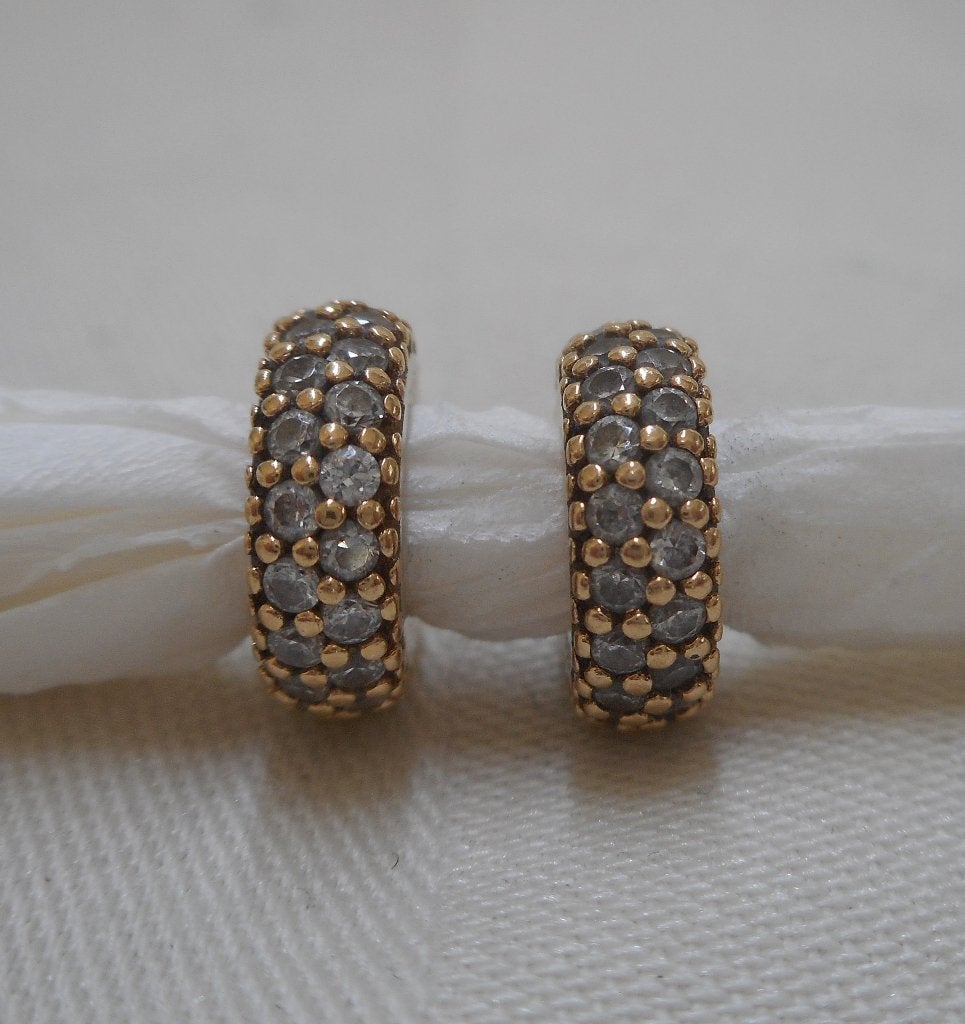 Pandora 14 kt gouden set 2 spacers met zirkonia nr.1776, Verzenden, Pandora, Zo goed als nieuw, 2 of 3 bedels