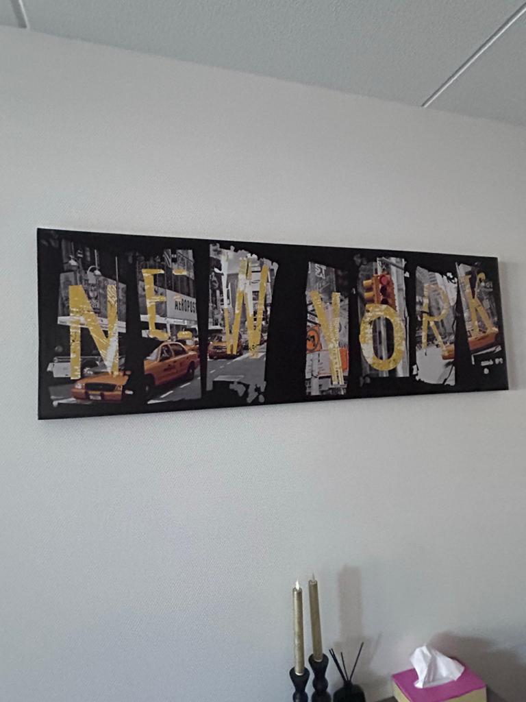 New York Canvas Schilderij - Stadsgezicht, Gebruikt, Ophalen of Verzenden, Schilderij, 75 tot 100 cm