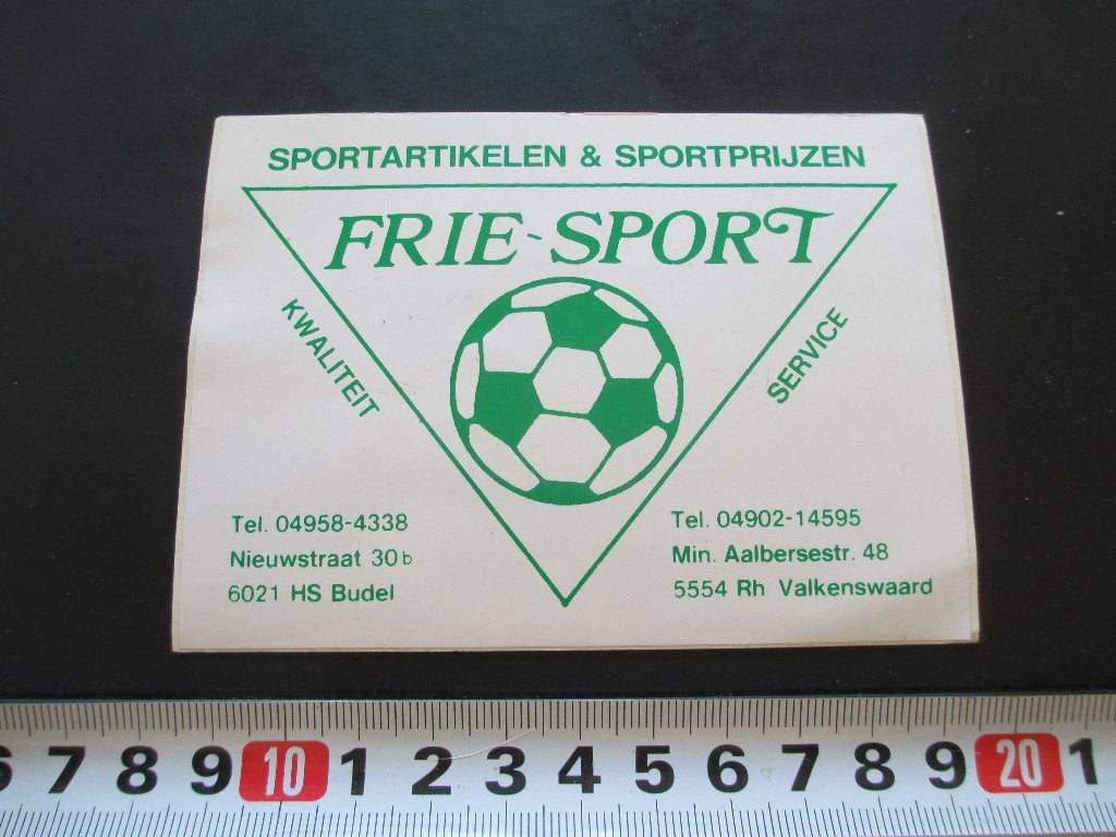 sticker Budel Valkenswaard FRIE-SPORT, Verzamelen, Stickers, Ophalen, Zo goed als nieuw