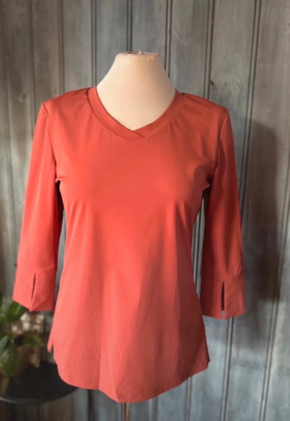Mi Piace travelstof shirt 3-kwart mouw Kleur: Rust, Kleding | Dames, Maat 38/40 (M), Bruin, Verzenden, Nieuw