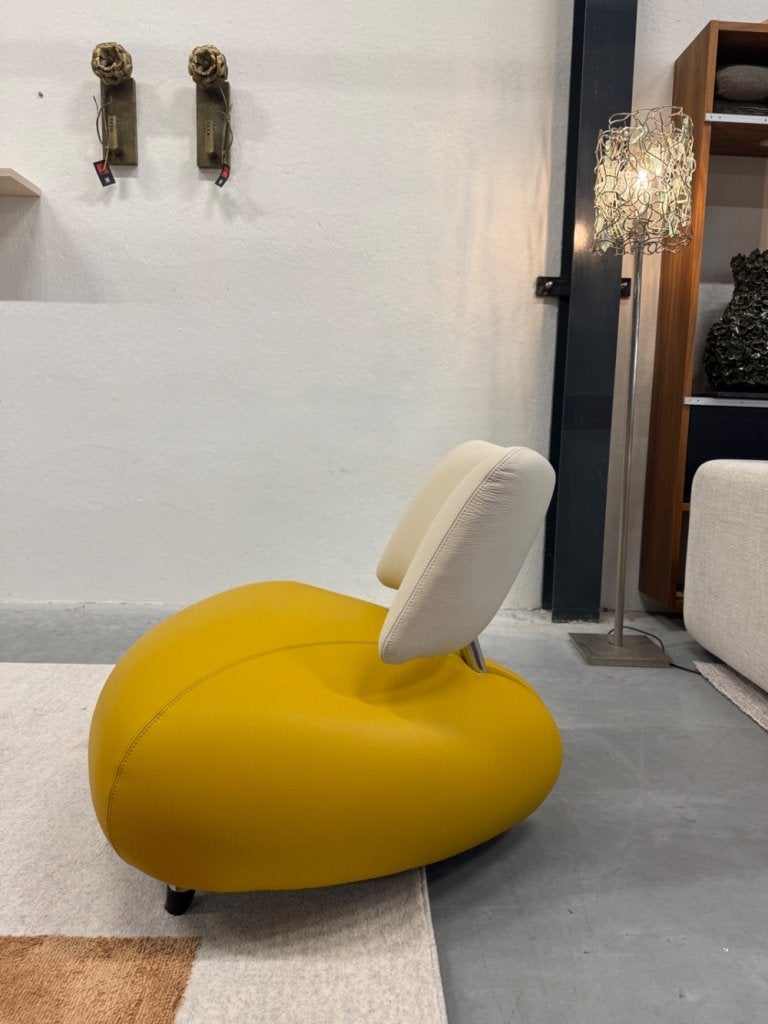Nieuw Leolux Pallone Fauteuil Geel leer Design stoel, Info@leolux.nl, Nieuw, Ophalen of Verzenden, 75 tot 100 cm