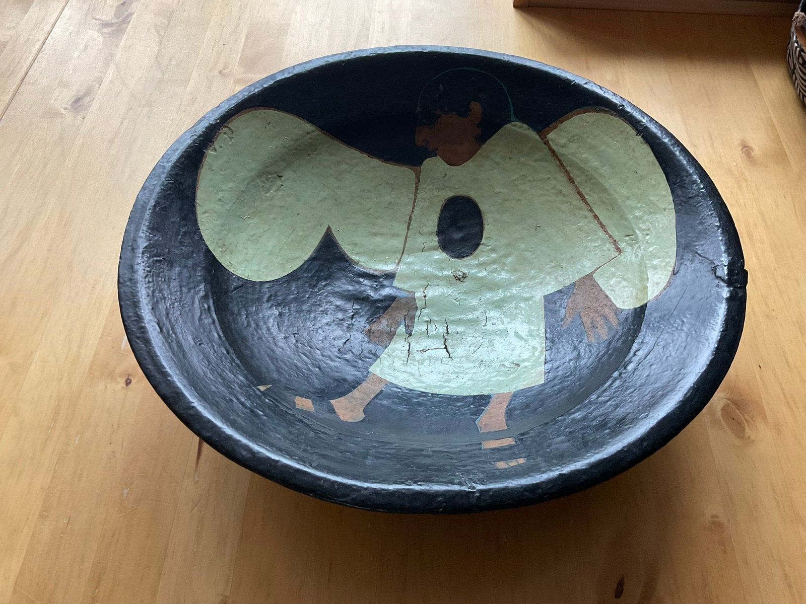Decoratieve houten schaal met engelmotief, Ophalen of Verzenden