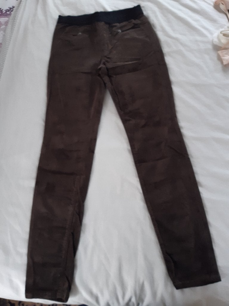 BROEK, MARCCAIN, SIZE NR. 1  KLEUR: DONKERBRUIN, SUEDEACHTIG, Ophalen of Verzenden, Gedragen, Bruin, Lang