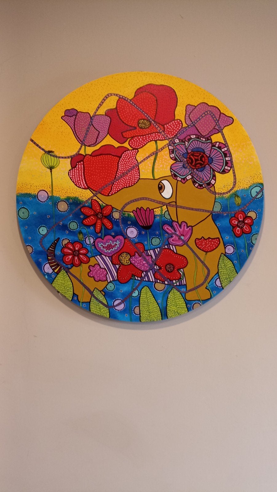 Origineel schilderij rond 50cm voor bijv kinderkamer, Ophalen, Wanddecoratie