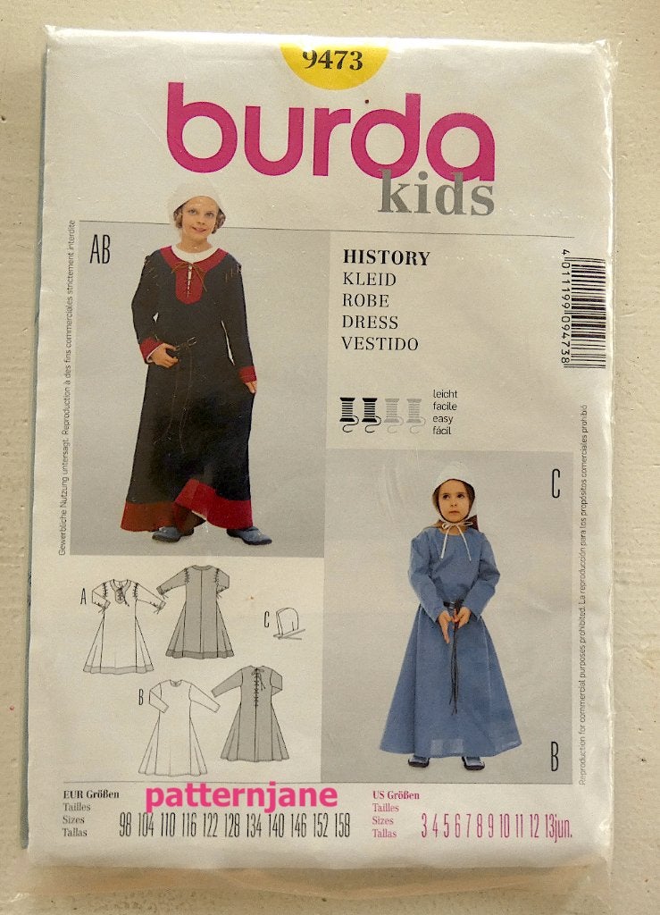 nr. 9473 Burda - nieuw patroon van een historische jurk, Overige typen, Verzenden, Vrouw, Nieuw