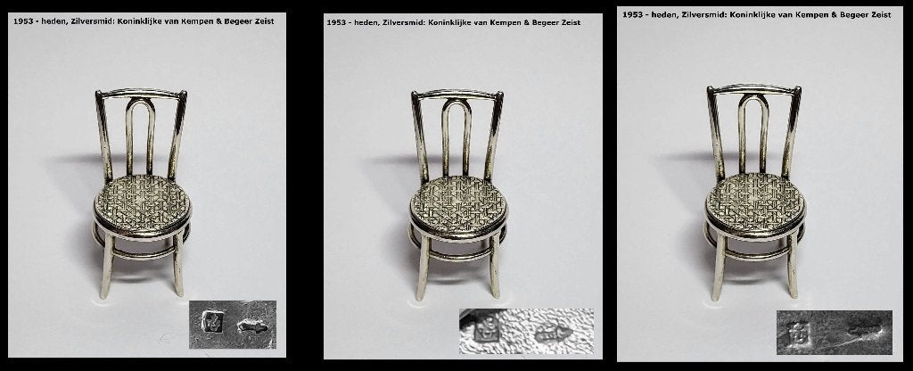 3 Zilveren Thonet Stoeltjes van Kempen & Begeer, Ophalen of Verzenden, Zilver