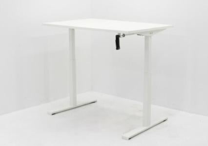 2x zit‑sta bureau te koop (wit & grijs eiken), Huis en Inrichting, Bureaus, Ophalen, Zit-sta bureau, In hoogte verstelbaar, Hout