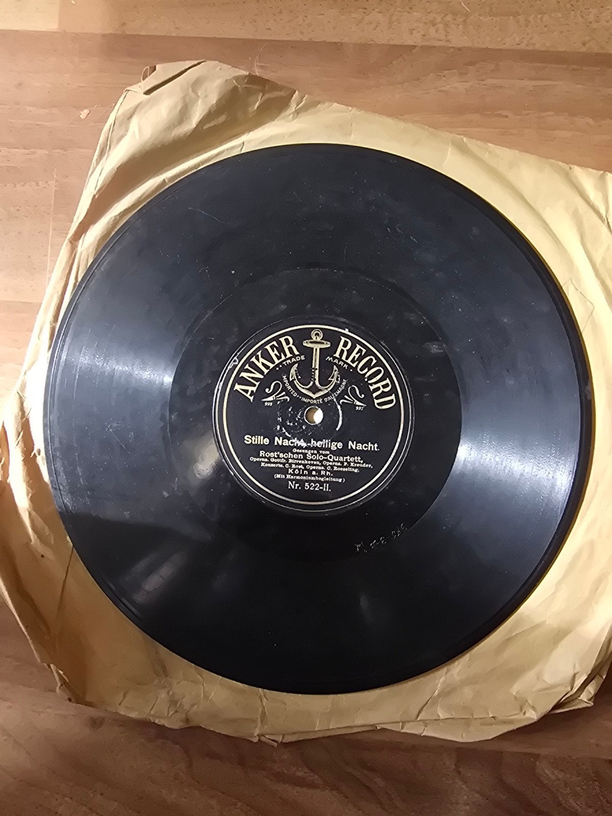 Zeer oude Anker Record 522 – 78 toeren –Kerst – Stille Nacht, Ophalen of Verzenden, Gebruikt, Overige formaten
