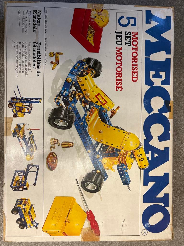 Meccano Set 5 Gemotoriseerd Grote Set - 69 Modellen, Ophalen of Verzenden, Zo goed als nieuw, Bouwen
