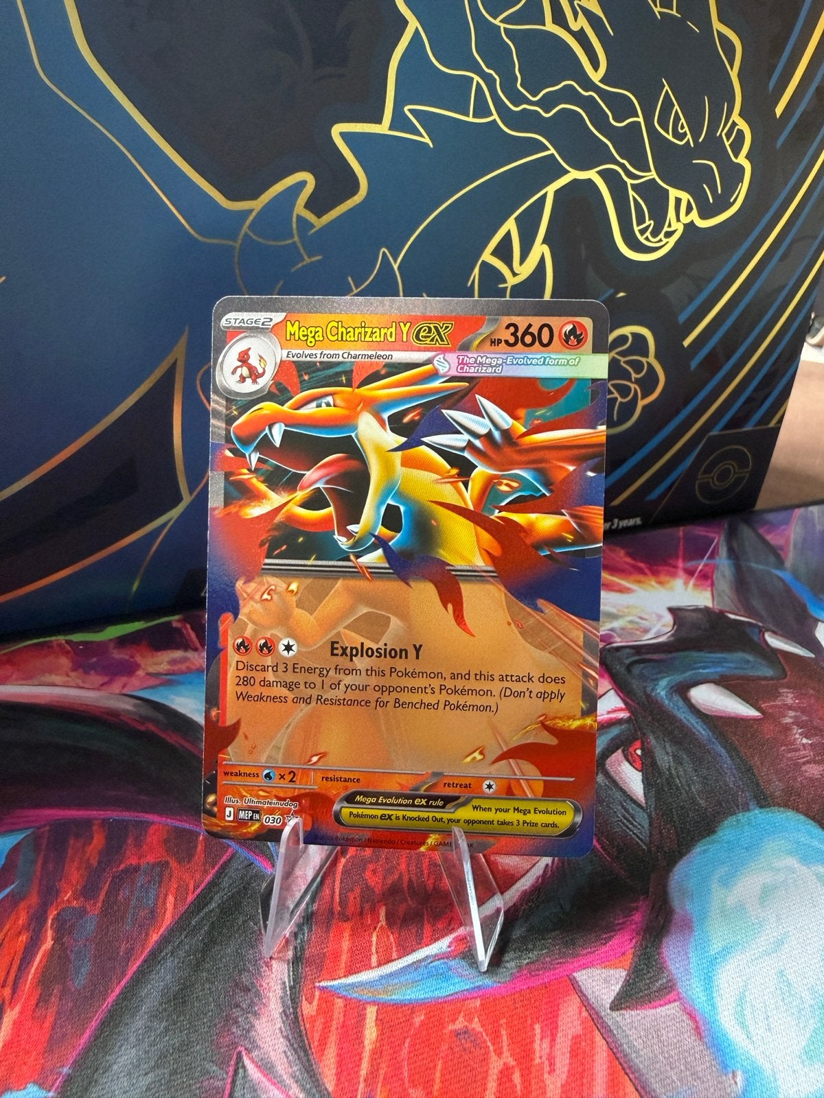Mega Charizard Y EX Pokémon kaart, Hobby en Vrije tijd, Verzamelkaartspellen | Pokémon, Zo goed als nieuw, Losse kaart, Foil, Ophalen of Verzenden