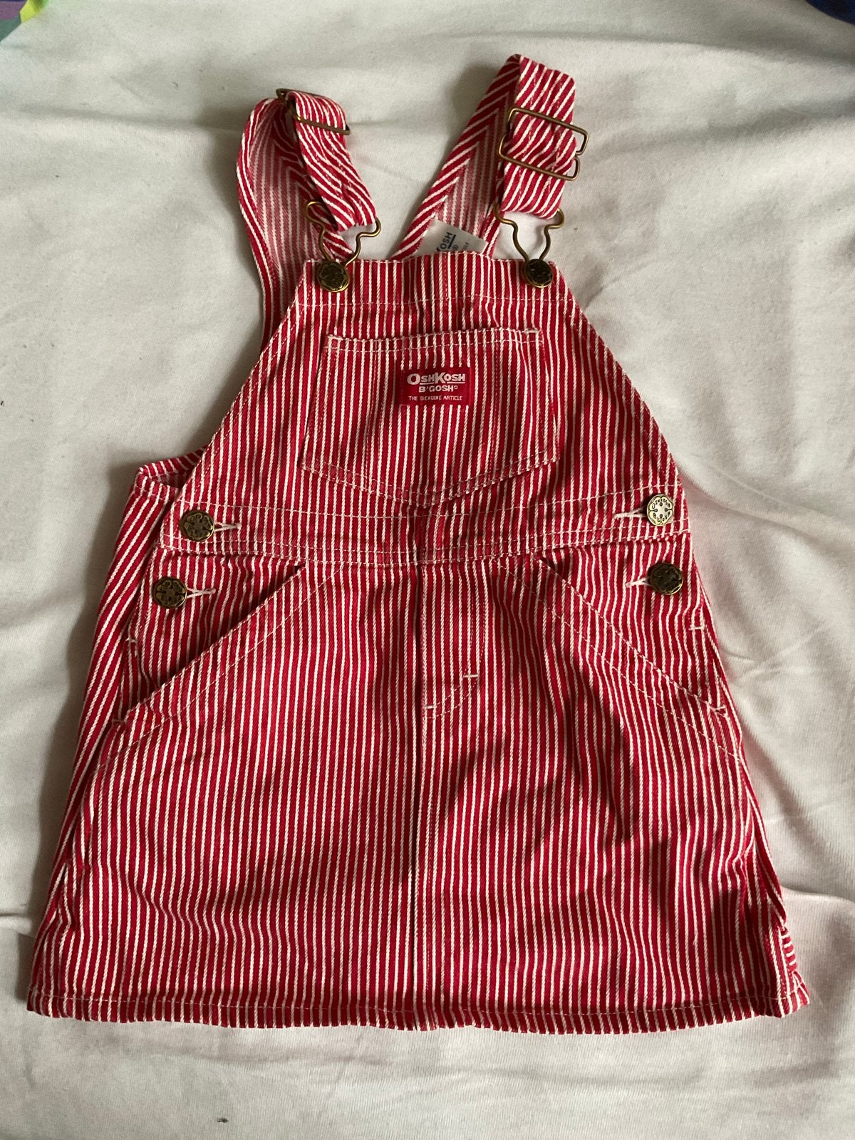 OshKosh B'gosh Salopette Jurk Rood/Wit Gestreep 2Y/90cm, Ophalen of Verzenden, Zo goed als nieuw, Meisje