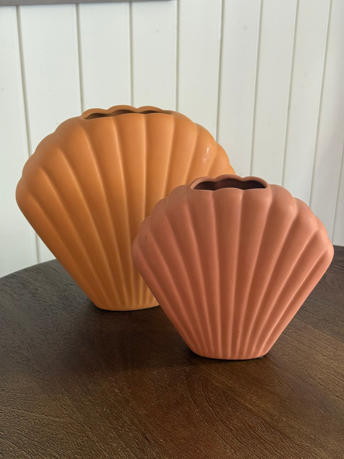 HK Living shell vase, Ophalen of Verzenden, Zo goed als nieuw, Oranje, Steen/keramiek