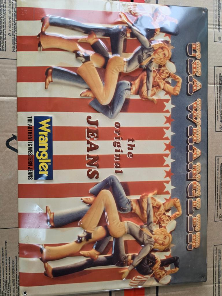 Metalen bord wrangler jeans., Ophalen of Verzenden