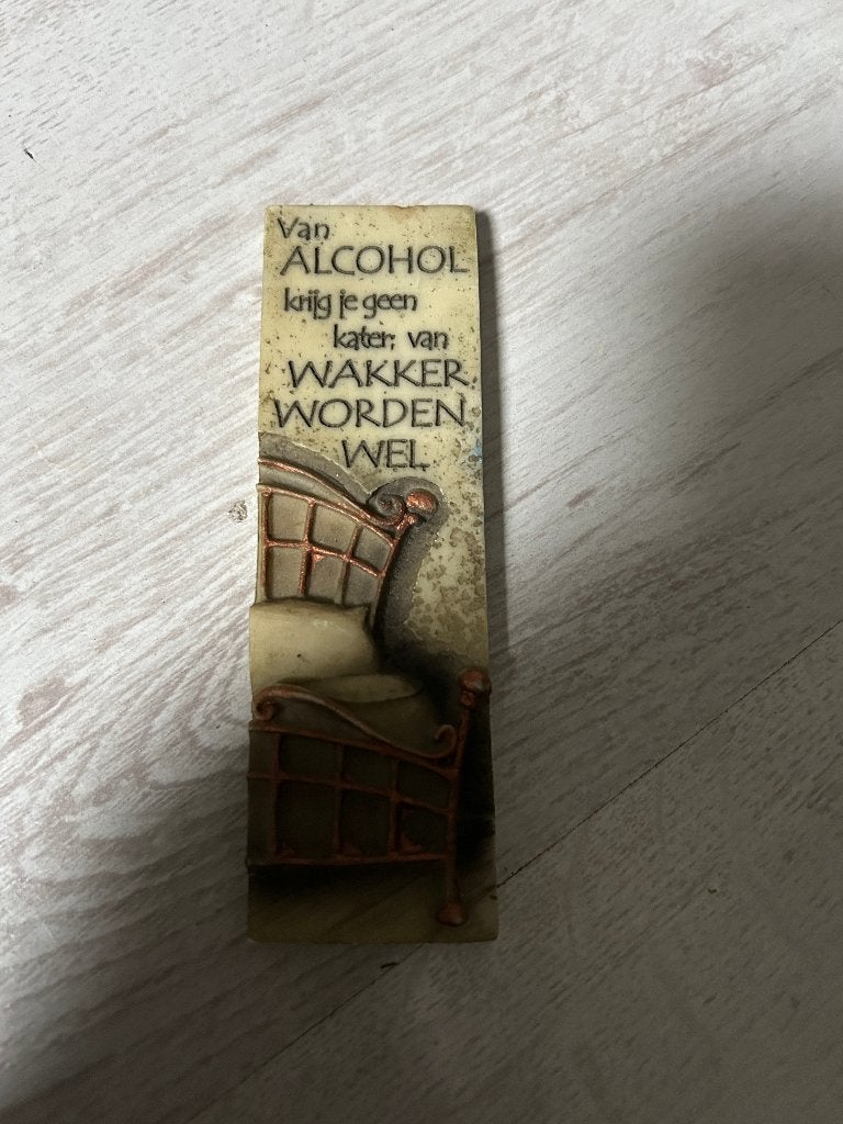 wandbordje over alchohol, Wandbord, Ophalen of Verzenden, Gebruikt, Riet