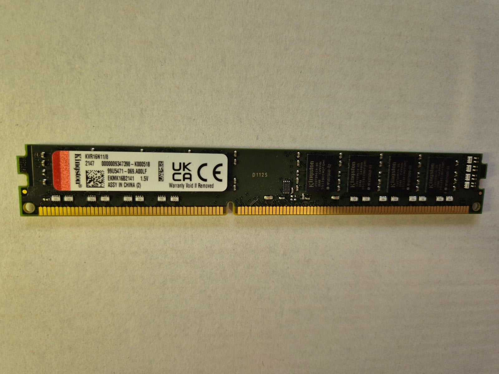 Kingston KVR16N11/8 DDR3 RAM Geheugenmodule 8GB, Computers en Software, Gebruikt, 8 GB, DDR3, Ophalen of Verzenden