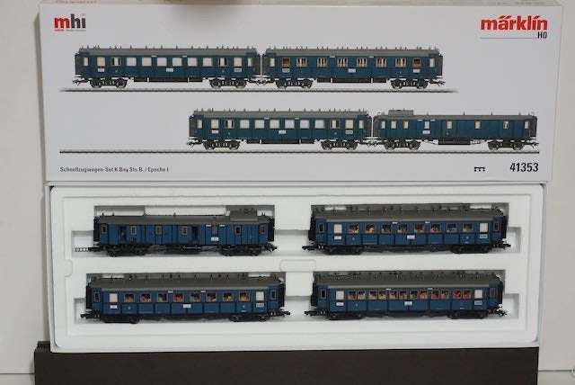 Märklin H0 41353 Snellzugwagen-Set K.Bay.Sts.B. / Epoche I, Hobby en Vrije tijd, Wisselstroom, Treinset, Nieuw, Ophalen of Verzenden