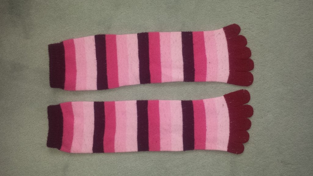 Roze gestreepte teensokken, Sokken en Kniesokken, Maat 35 t/m 38, Ophalen of Verzenden, Zo goed als nieuw